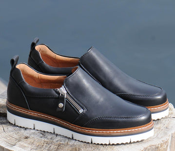 Zinza -  sko med glidelås i siden sort skinn